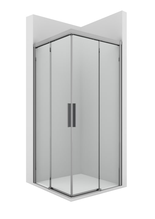 2L2 - Divisória angular para base de duche com duas portas de correr + dois painéis fixos