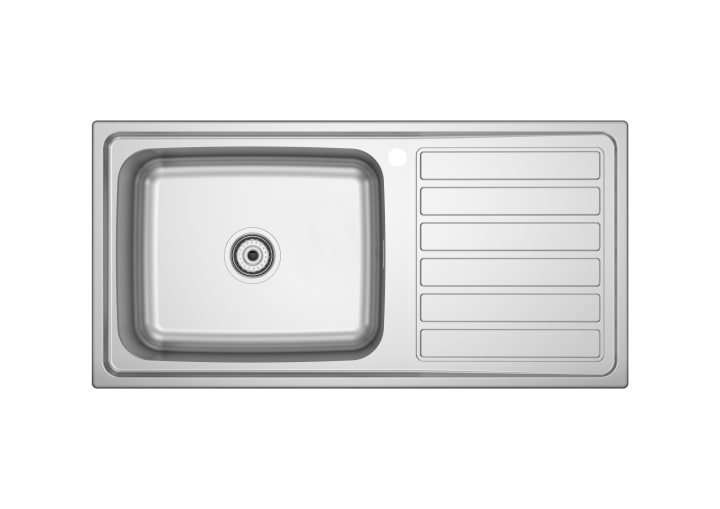 Lava-louça de 1 cuba e escorredor à direita aço inox