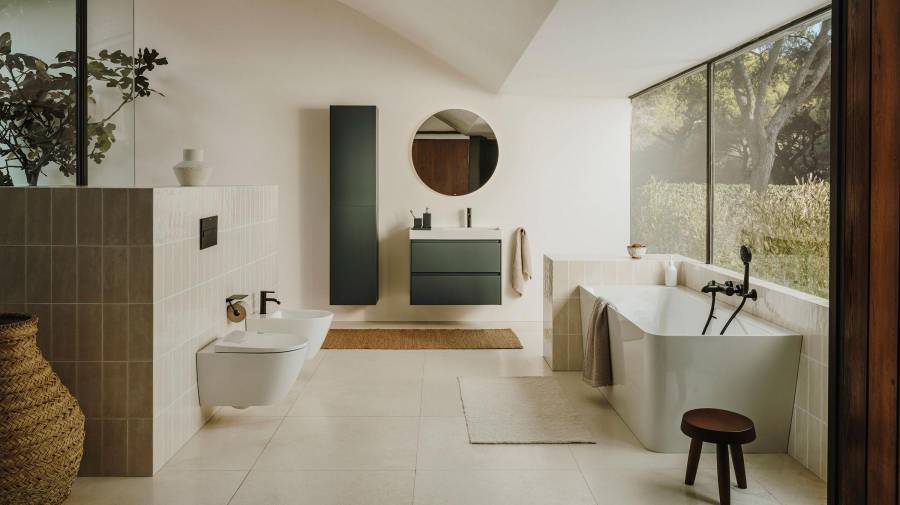 Decoração de casas de banho com móveis unik da coleção Ona.