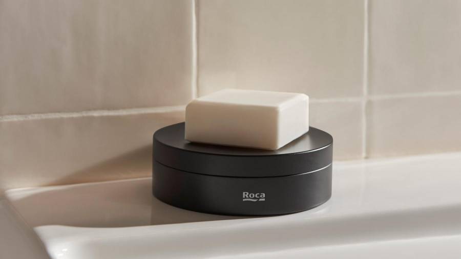Roca black soap dish for different bathroom styles